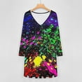 thumbnail image 4 of Wet Paint Retro Color Splash Long Sleeve Sexy Dresses For Women Ladies Vintage Elegant Party Dress Oversized V-neck Dress, 4 of 7
