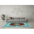 thumbnail image 3 of Ahgly Company Indoor Round Medallion Light Blue Traditional Area Rugs, 8' Round, 3 of 4