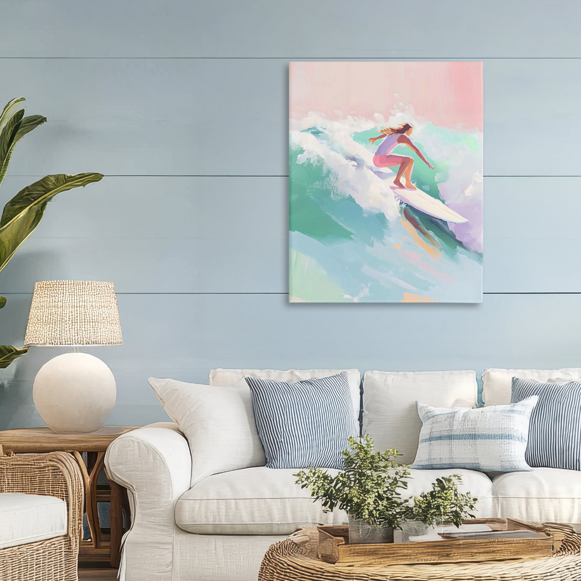 Stupell Industries Surfer Girl Riding Waves Canvas Wall Art, design by The Prints Vibe