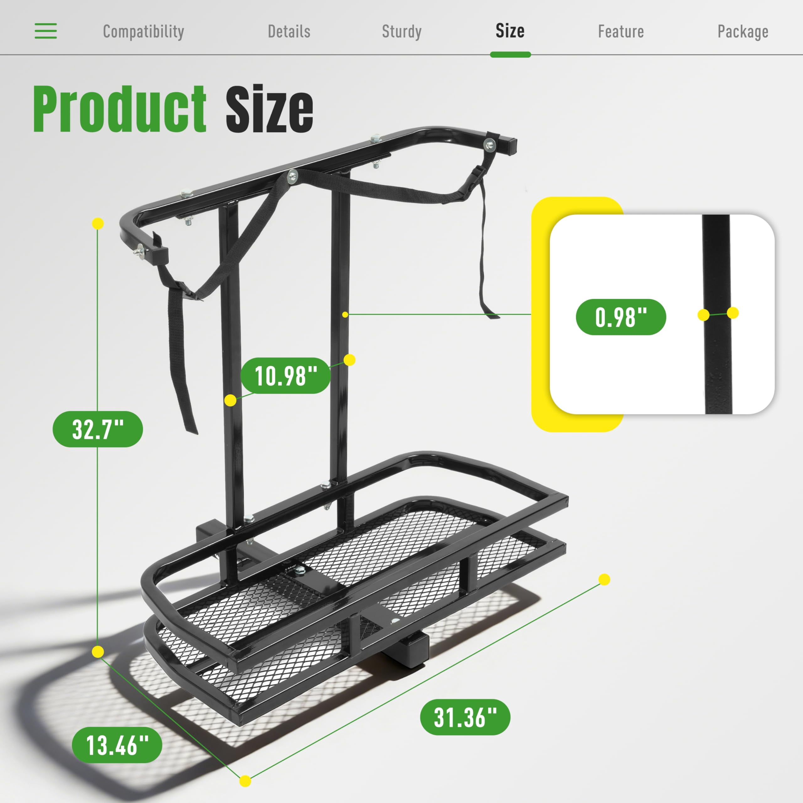 KOJEM Golf Bag Holder Compatible with Club Car/EZGO/Yamaha with 2" Receiver Golf Cart Rear Seat Bag Holder Rack Steel Powder Coated Black