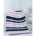 thumbnail image 3 of Navy Blue Pink Striped Towel Set of 3, Soft Microfiber Bath Towels, Hand Towel, Washcloths, Modern Minimalist Ombre Lines Quick-Dry Absorbent Towels for Bathroom Kitchen Hotel Beach Gym Spa, 3 of 7
