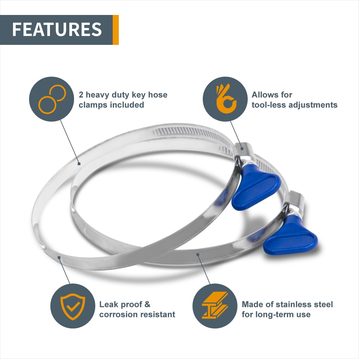 POWERTEC 4" x 20' Dust Collection Hose with 2PC Key Hose Clamps for Table Saw, Band Saw, Planer, Jointer, Woodworking and Wood Shop Dust Collection System, 70244