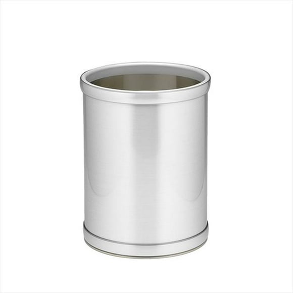 Kraftware 76348 Mylar Brushed Chrome 10 Inch Round Waste Basket
