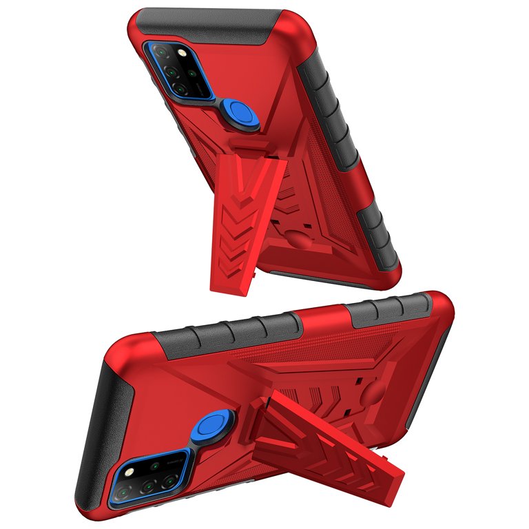 Compatible for BLU G91 Case BLU V91 Case with Holster Belt Clip Hybrid Shockproof Protective Phone Cover with Kickstand Red