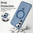 thumbnail image 2 of Magnetic Matte Phone Case with Ring Kickstand for Samsung Galaxy S23 Plus (6.6"), Compatible with MagSafe and Magnetic Car Mount/Power Bank, Anti-Scratch, Protective Translucent Back Cover, Blue, 2 of 6