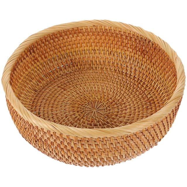 Woven Basket Bread Fruits Storage Basket Portable Snack Toy Organizer Rattan Basket (M)