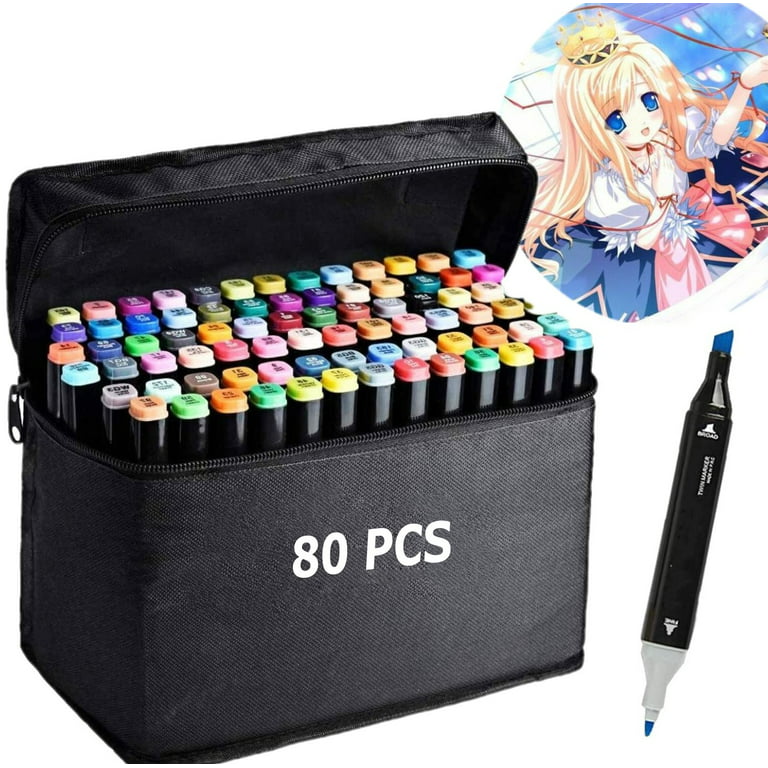 100 Colors Artist Alcohol Markers Dual Tip Art Markers Twin Sketch Pens  Permanent Alcohol Based Markers with Case for Adult Kids Halloween Drawing