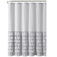 thumbnail image 2 of VCNY Home Melanie Grey Solid Ruffle Polyester Shower Curtain, 72" x 72", 2 of 5