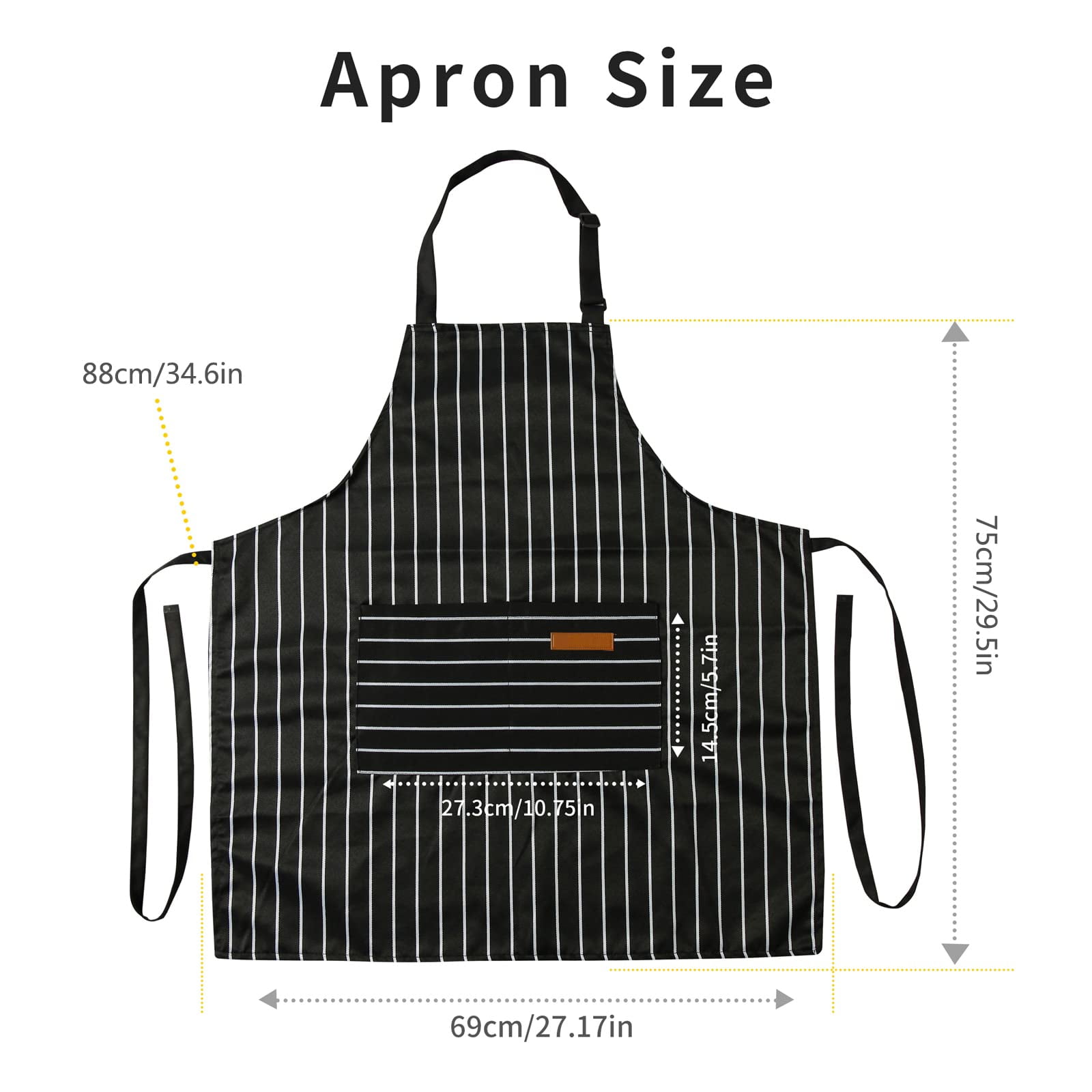 WEIKE 2Pcs of kitchen cooking aprons, double-button adjustable coverings with 2 pockets