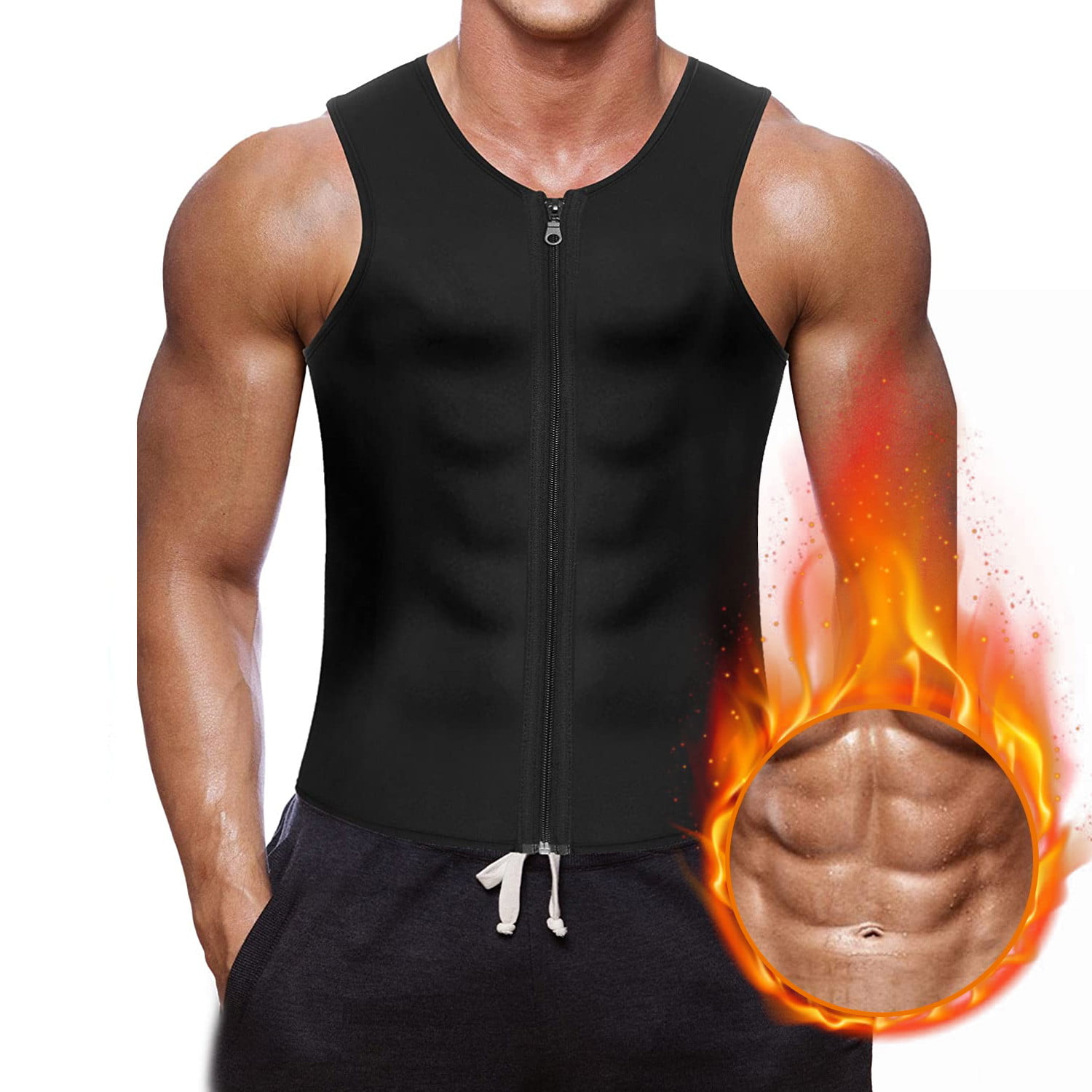 Men's XL Body Shaper Sauna Sweat Workout Suit Fitness Vest Waist Weight Loss New 