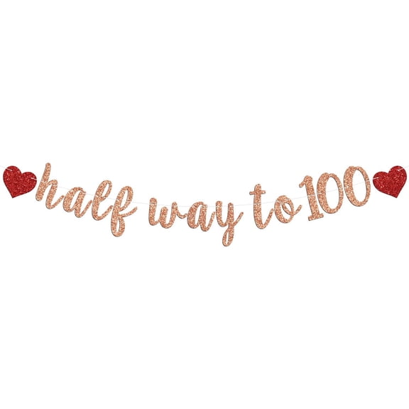 Half Way to 100 Banner, Funny 50th Birthday Party Bunting Sign, Cheers to 50 Years/Fiftylicious, Women Men 50 Years Old Birthday Anniversary Party Backdrop Decorations