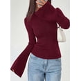 thumbnail image 4 of PRETTYGARDEN Women's Lightweight Mock Neck Sweaters | Bell Long Sleeve Tops, Slim Fitted Pullover, Soft Ribbed Knit, Going Out Outfits, Fall Winter Layering, Fashion Clothing, 4 of 8
