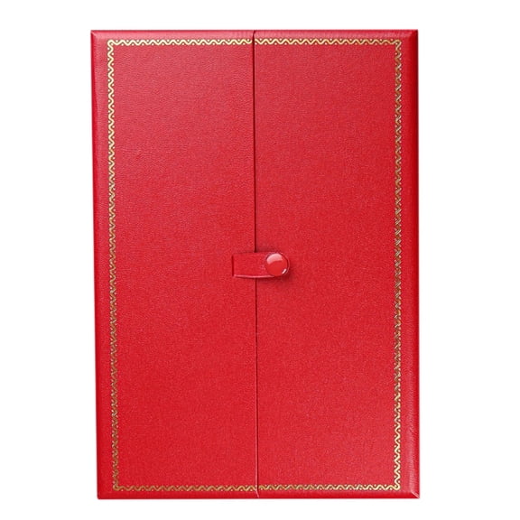 Novel Box Red Jewelry Box with Two Doors for Rings, Earrings, Bracelets, Necklaces - Faux Leatherette