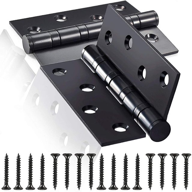 Bisagra de puerta de acero inoxidable, 2 piezas Bisagras de puerta Bisagras plegables Bisagras de acero inoxidable Bisagra de 3 mm de espesor, para puertas interiores sólidas (negro)