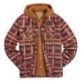 thumbnail image 1 of Chaqueta Sherpa para hombre, sudadera con capucha de forro polar grueso a cuadros, informal, con cremallera, cálida, para otoño e invierno, camisas de corte relajado, 1 of 5