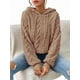 thumbnail image 1 of Suéter Holgado de Franela con Capucha para Mujer, Larga y Cálido para Invierno Caqui L, 1 of 8