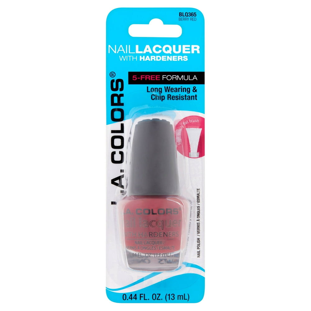 L.A. Colors Nail Lacquer with Hardeners BLQ365 Berry Red Nail Polish, 0