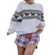 thumbnail image 1 of Suéter de Punto para Mujer con Estampado de Lazo en Forma de Corazón, Larga, Cuello Redondo, Estilo Casual Negro XL, 1 of 6