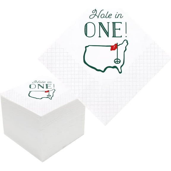 20pcs Golf Cocktail Napkins, Hole in One First Birthday Golf Themed Paper Disposable Cocktail Beverage Napkins for Baby 1st Hole In One Birthday Decorations , 5x5 Inches (Hole in One) 5"x5"