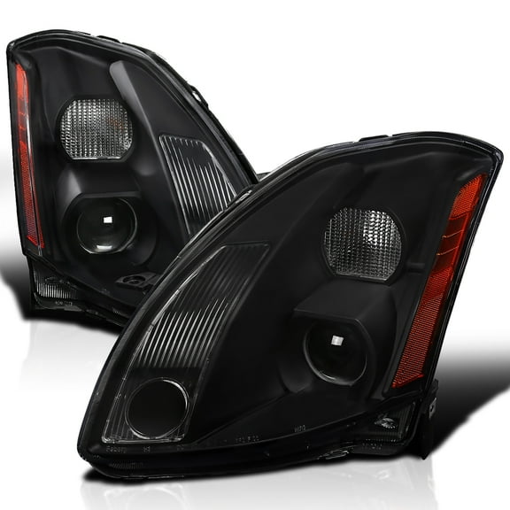 Spec-D Tuning Black Projector Headlights Compatible with 2004-2006 Nissan Maxima, Left Right Pair Headlamps Assembly