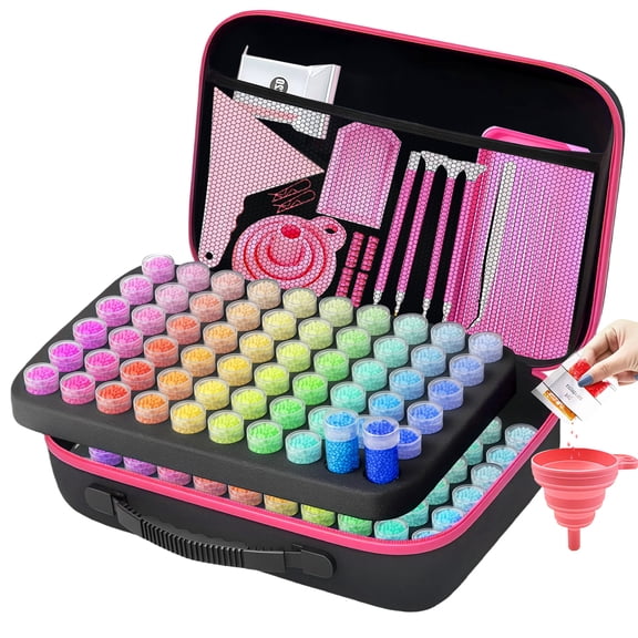 5D Diamond Painted Storage Box, Diamond Painting Case with 120 Cans and Diamond Painting Accessories, Diamond Painting Accessories Organiser
