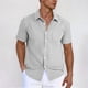 thumbnail image 1 of Blusa y camisa de manga corta con cuello vuelto y botones para hombre, estilo cárdigan vertical de manga corta con cuello vuelto y bolsillo, blusa de poliéster para hombre, 1 of 5