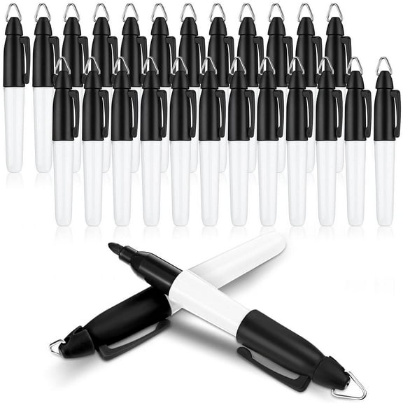 24PCS Medium Point Ink Pens with Golf Keychain Clips Mini Permanent Markers Pens with Keychain Ring for Nurses Badge for Office School Nurses Supplies Outdoor Activities (Black) Nursing
