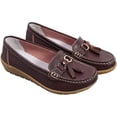 thumbnail image 5 of Women Loafers Leather Rubber Sole Slip On Walking Flats Casual Moccasin Boat Shoes, 5 of 7