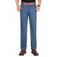 thumbnail image 1 of Pantalones casuales rectos para hombre, con bolsillos elásticos, pantalones rectos para caballeros de negocios, azul gris 34, 1 of 12