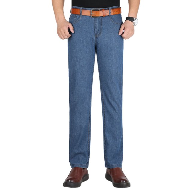 Pantalones casuales rectos para hombre, con bolsillos elásticos, pantalones rectos para caballeros de negocios, azul gris 34