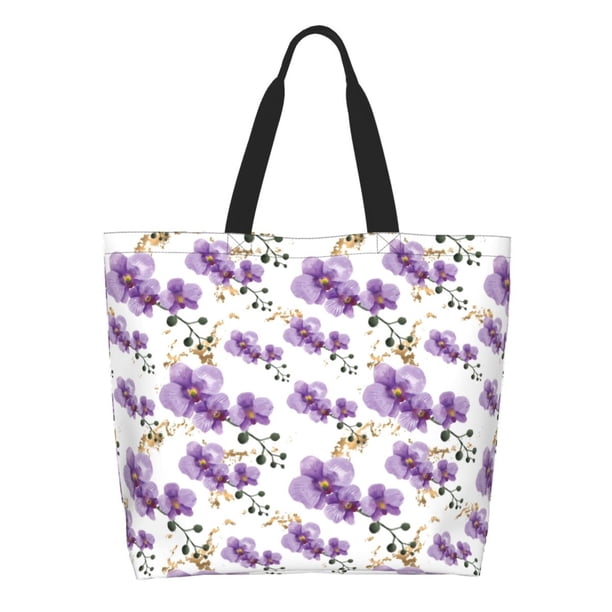Disketp Orchids Flowers Bolsa Tote Estampada para Mujer, Bolso de Hombro y de Mano para Compras y Viajes