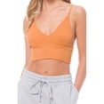 thumbnail image 6 of Made by Olivia Women's Solid Knit Ribbed Seamless Double Strap Triangle Brami Crop Tank Top, 6 of 6