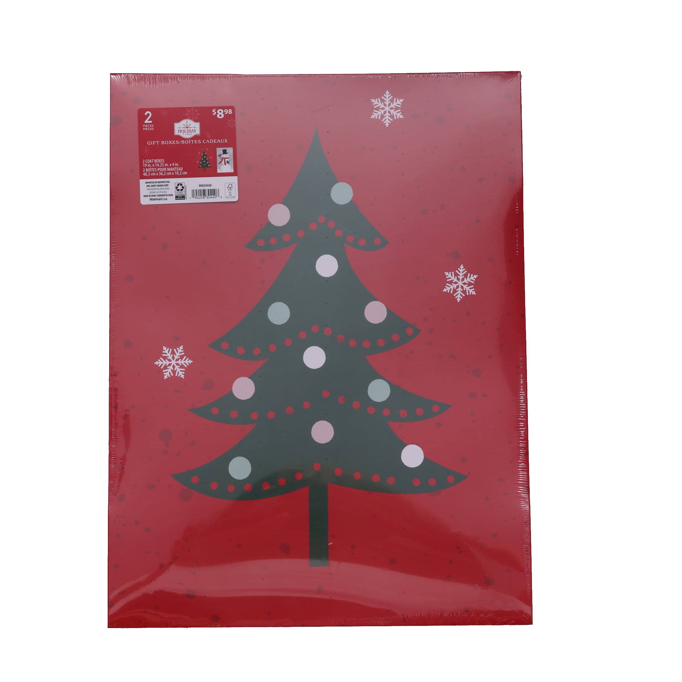 Holiday Time Red and White Christmas Box, Size Robe, 2 pack