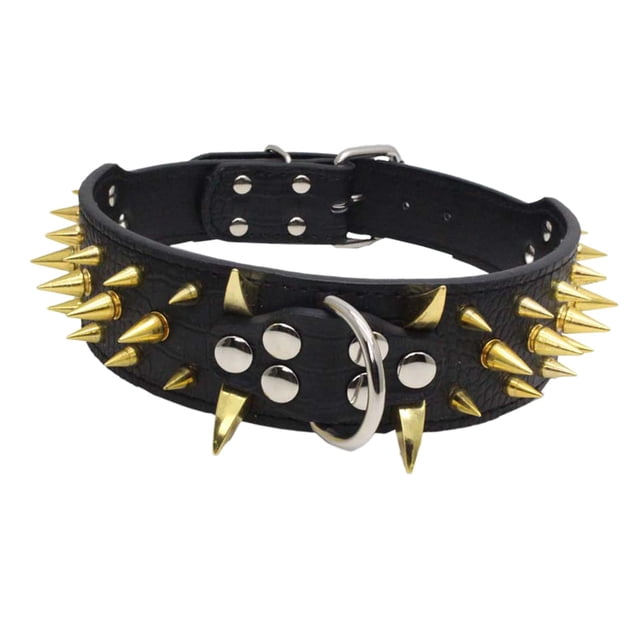 Collar para perro con afiladas de , collares de material cuero para perros, 2 pulgadas de ancho, para perros medianos y grandes S jinwen collar de cachorro