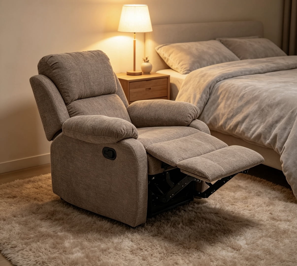 Leumius Recliner Chairs for Living Room, Manual Reclining Chair Single Sofa, Ergonomic Lounge Chair with Rocking Function,Khaki