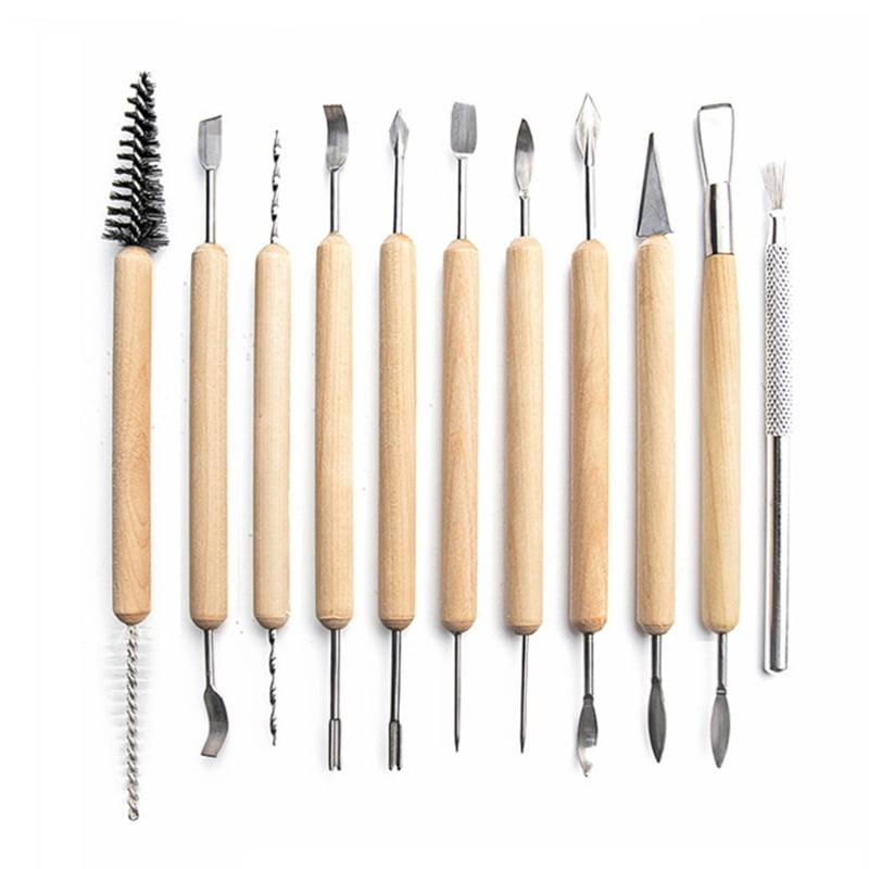 30pcs DIY Clay Pottery Tool Set Double Sided Ceramics Sculpting Carving Drill Pen Tools with Carrying Bag for Beginners Professionals