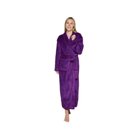 Womens Robe Shawl Collar Bathrobe (Large/X Large, Eggplant Purple)