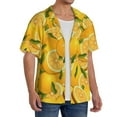 thumbnail image 2 of Yiaed Yellow Limes Print Mens Casual Wrinkle Free Shirts Short Sleeve Button Down Summer Stretch Dress Shirt-Large, 2 of 5