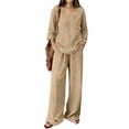 thumbnail image 4 of Lounge Sets for Women Women's 2 Piece Linen Sets Summer Two Piece Outfits 3/4 Sleeve Tops Casual Dress Lounge Capris Pants Set Travel Outfits QURATI Xl, 4 of 4