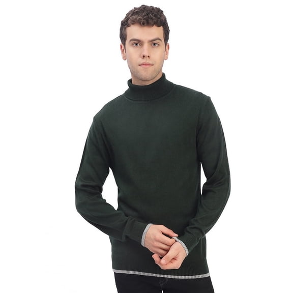 Cavardi Casual Men’s High Neck Sweater – Green | XL