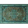 thumbnail image 1 of Ahgly Company Indoor Rectangle Medallion Turquoise Blue Traditional Area Rugs, 3' x 5', 1 of 4
