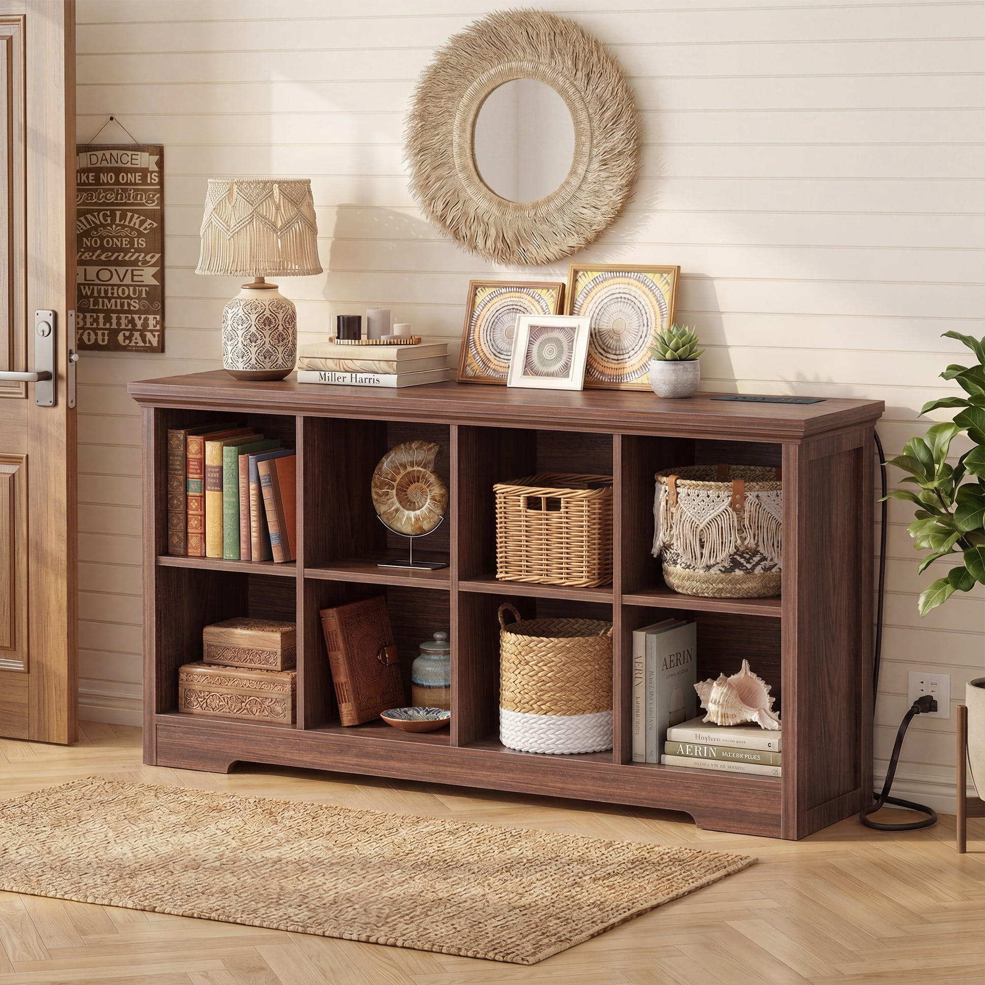 Better Homes & Gardens 8 Cube Storage Organizer, Tobacco Oak