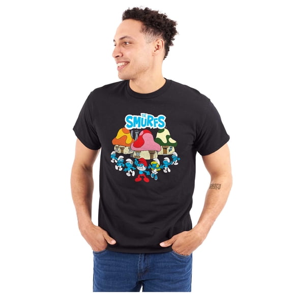 Smurfs Village Mushroom Dance Party Men's Graphic T Shirt Tees Brisco Brands S