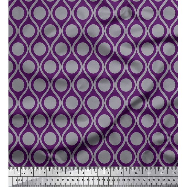 Soimoi Poly Georgette Fabric Dot & Ogee Damask Print Sewing Fabric Yard 52 Inch Wide