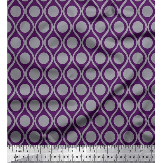 Soimoi Velvet Fabric Dot & Ogee Damask Print Sewing Fabric Yard 58 Inch Wide