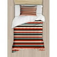 thumbnail image 3 of Striped Queen Size Duvet Cover Set, Vintage Retro Pattern Geometric 60's Style Red Black Teal and Beige Colored Print, Decorative 3 Piece Bedding Set with 2 Pillow Shams, Multicolor, by Ambesonne, 3 of 3