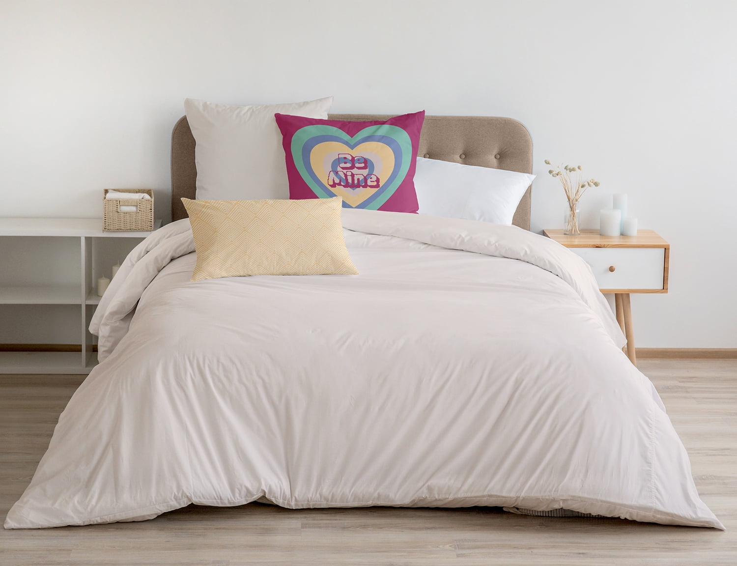 18" x 18" Simply Daisy Be Mine Polyester Accent Pillow, Pink Qty 1