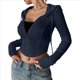 thumbnail image 2 of Chaqueta Corta Ligera con Capucha, Cremallera y Cordón de Larga para Mujer Azul Marino M, 2 of 7