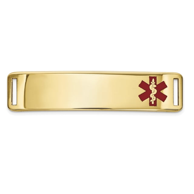 Plaque Médicale Émaillée en Or Jaune 14K Époxy ID Off Ctr 820