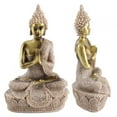 thumbnail image 3 of Adorno de estatua de Buda, 2 piezas/juego de estatua de Buda sentado de resina de arenisca, la mejor de su clase, 3 of 9